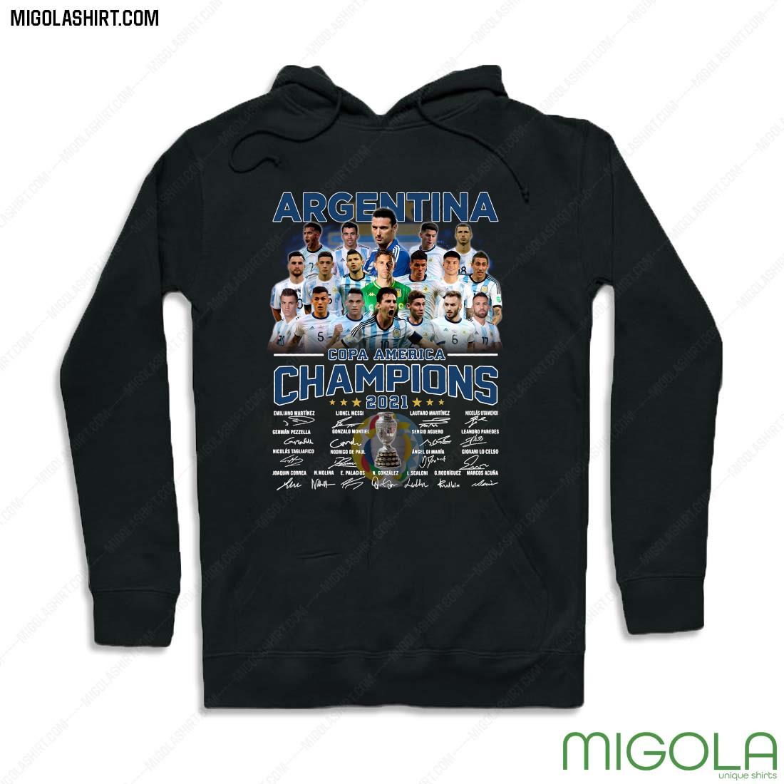 2021 Argentina Copa America Champions Signatures Shirt hoodie