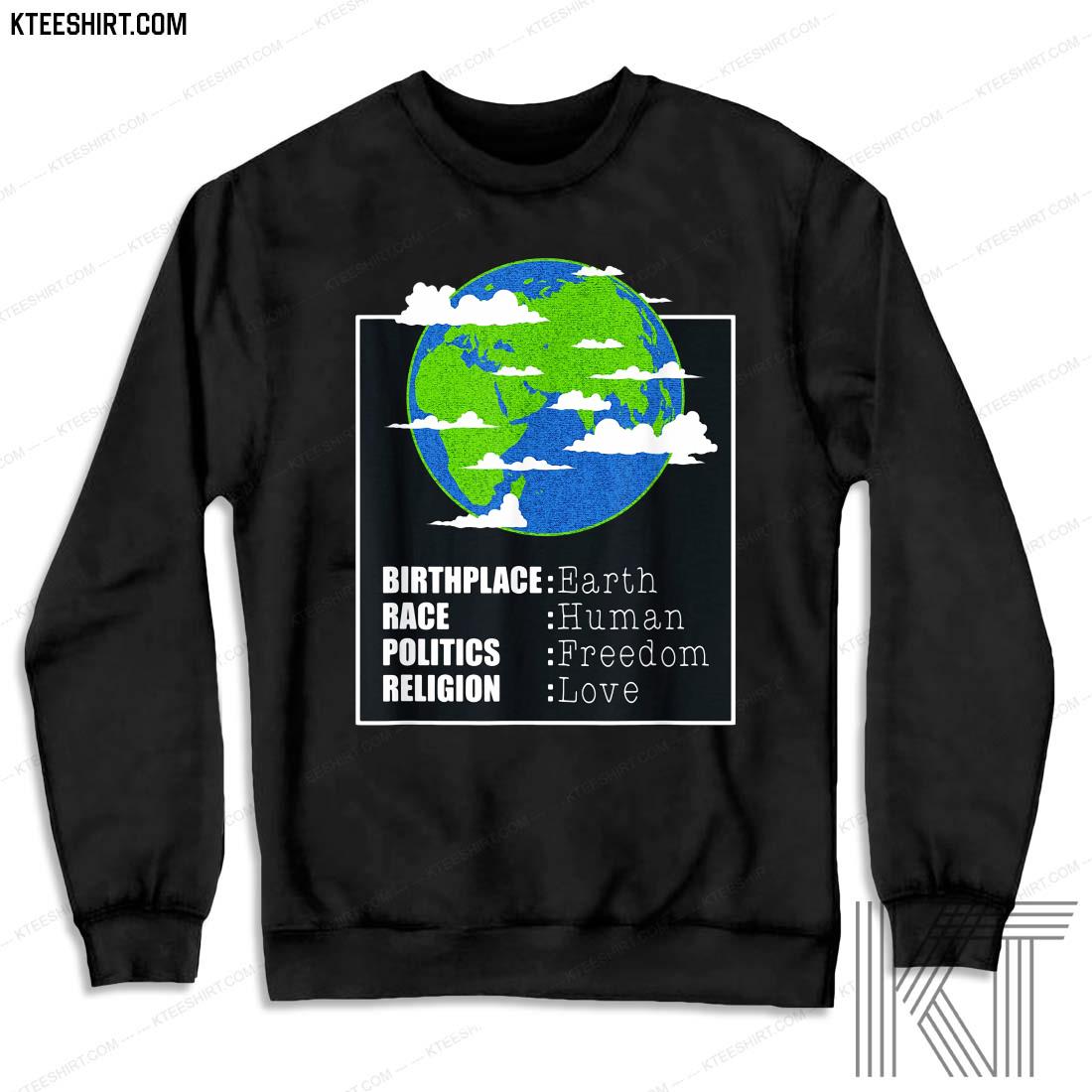 shirt that says birthplace earth