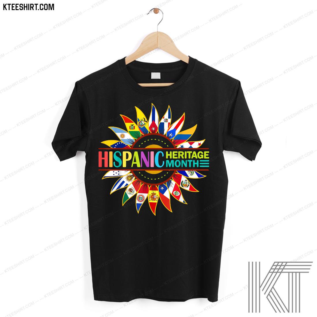 Hispanic Heritage Month Latino Countries Flags Sunflower Shirt