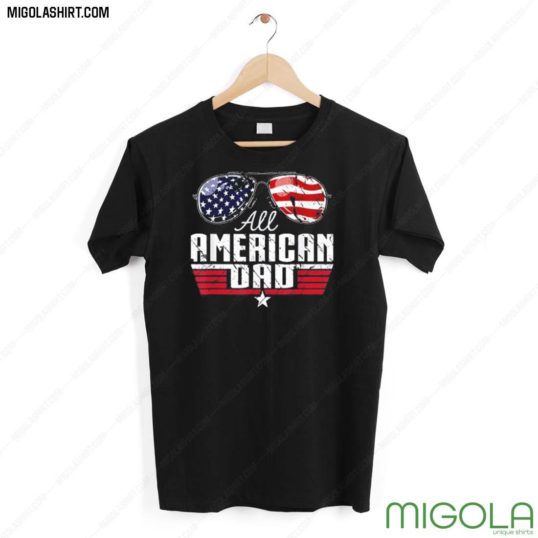 4th Of July Family Matching All American Dad American Flag Shirt