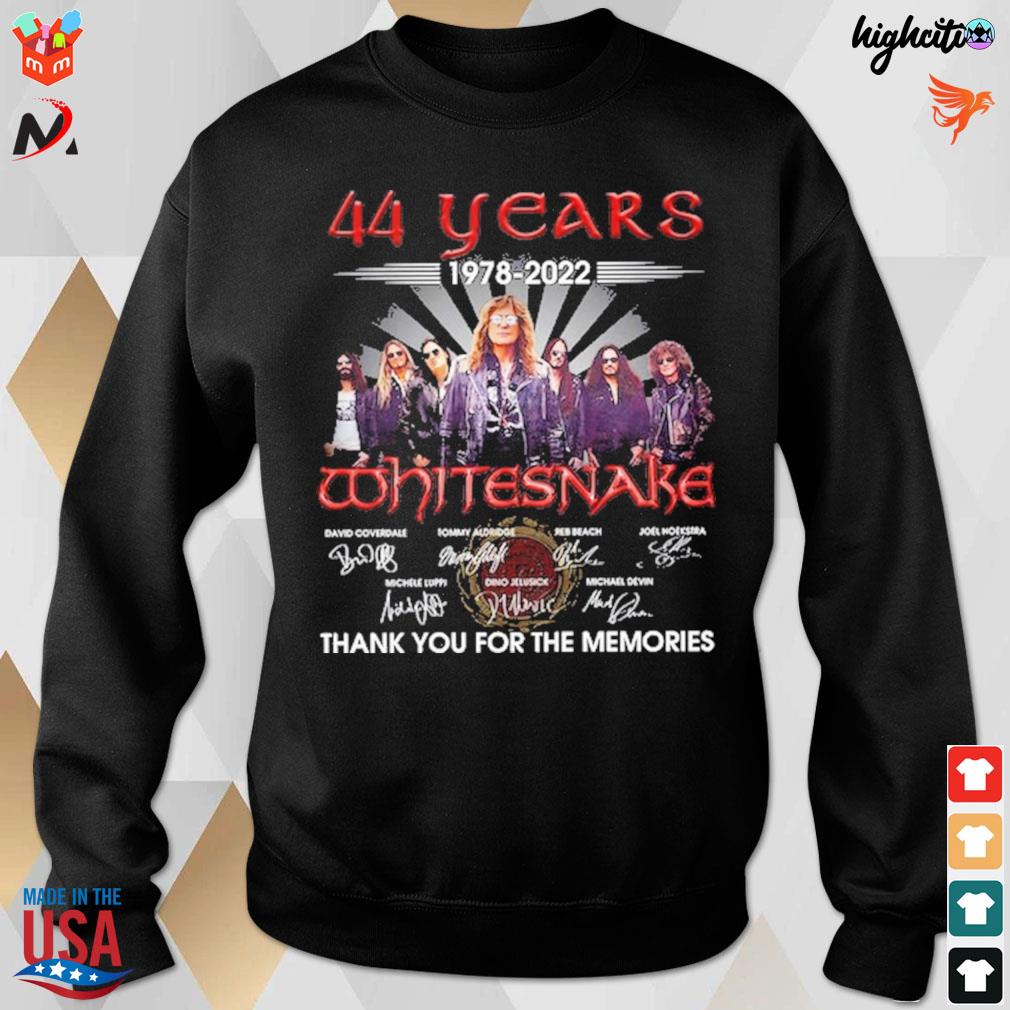 44 years 1978 2022 Whitesnake David Coverdale signatures thank you for the memories t-s sweatshirt