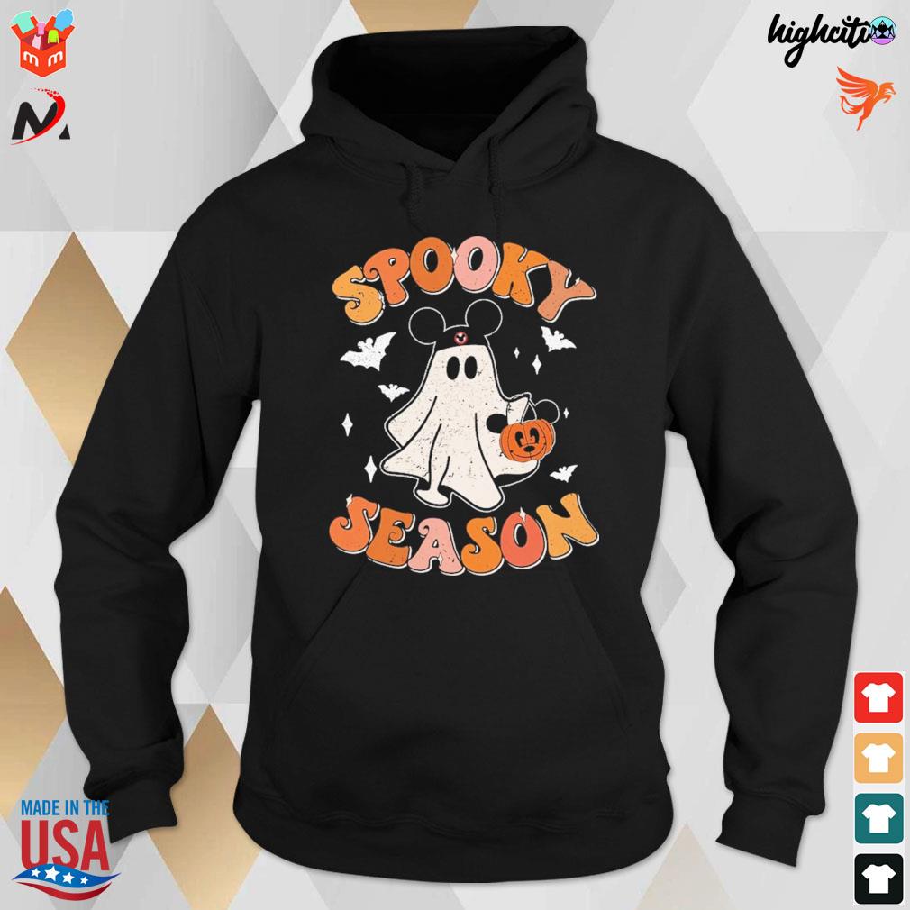 Mickey ghost spooky season with pumpkin t-s hoodie