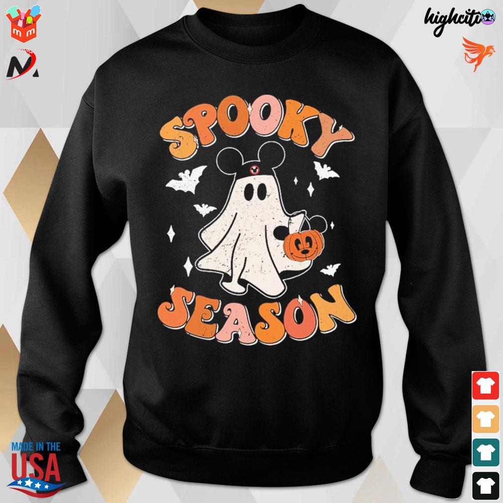 Mickey ghost spooky season with pumpkin t-s sweatshirt