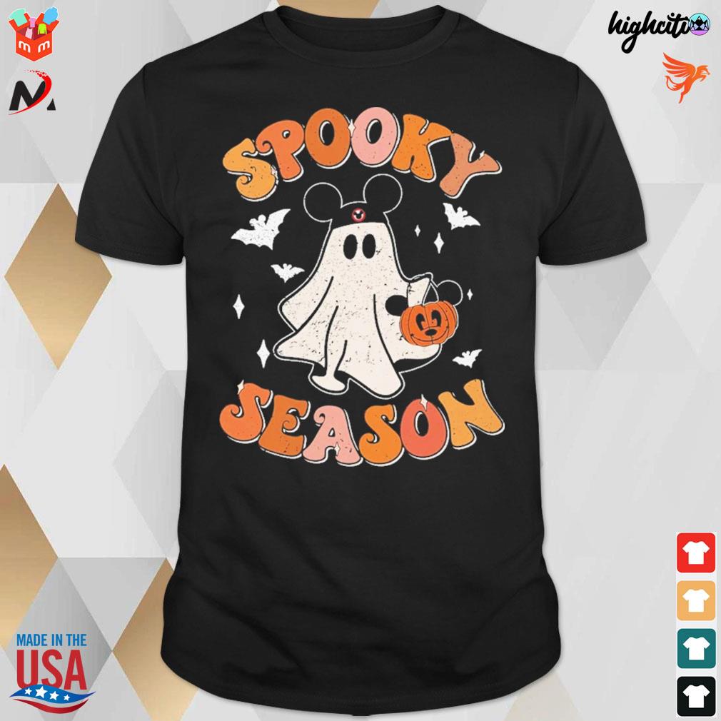 Mickey ghost spooky season with pumpkin t-shirt