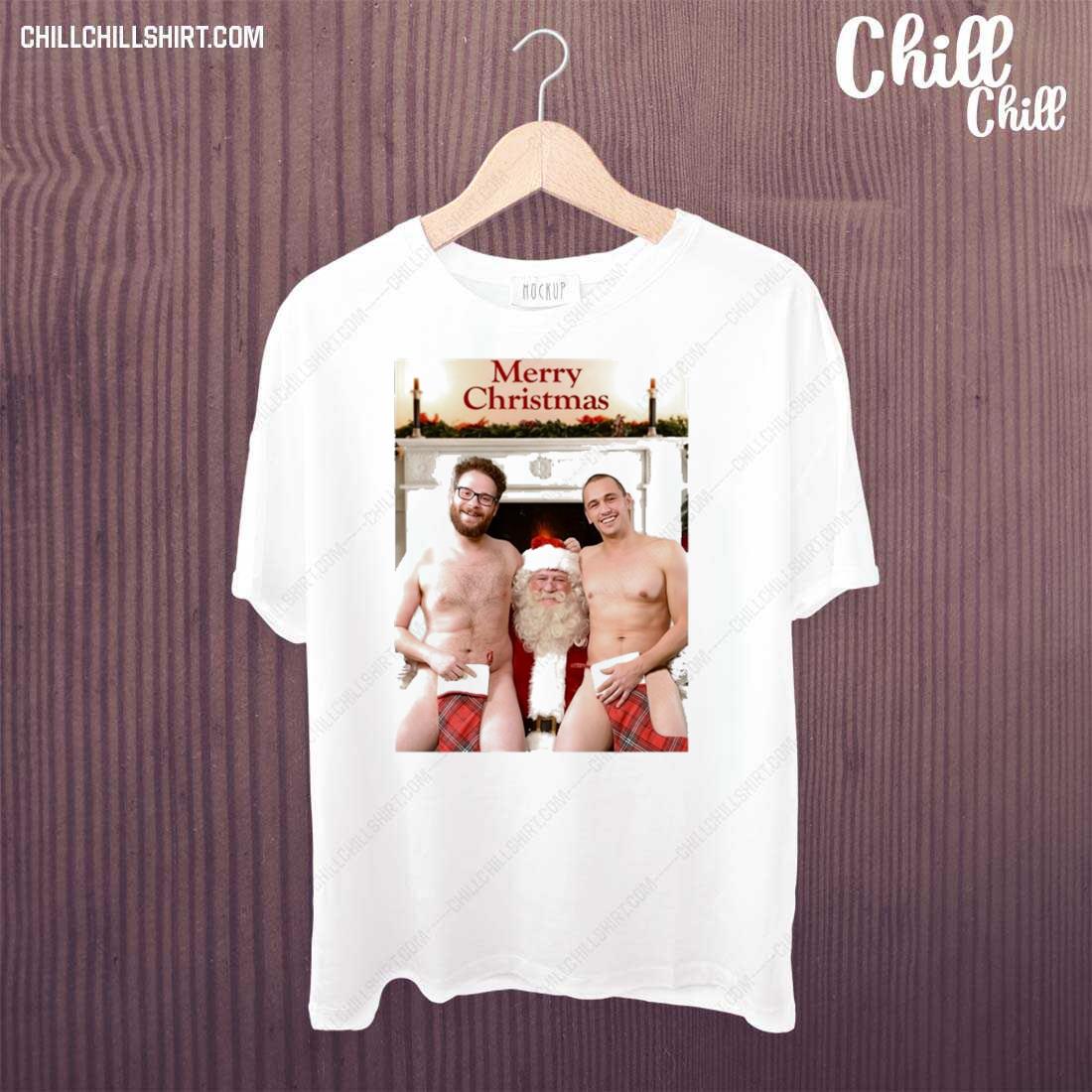Official merry Xmas From Seth Rogen And James Franco Funny Nude With Santa Shirt