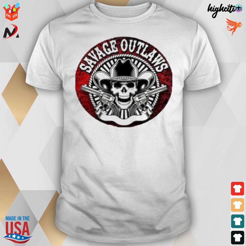 Savage outlaws skull and guns t-shirt