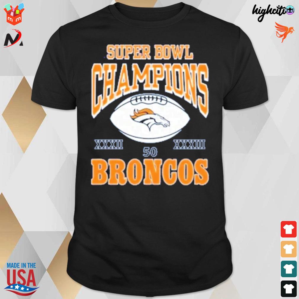 NFL 2022 men's denver broncos homage super bowl champions XXXII XXXIII 50  broncos triblend t-shirt, hoodie, sweater, long sleeve and tank top