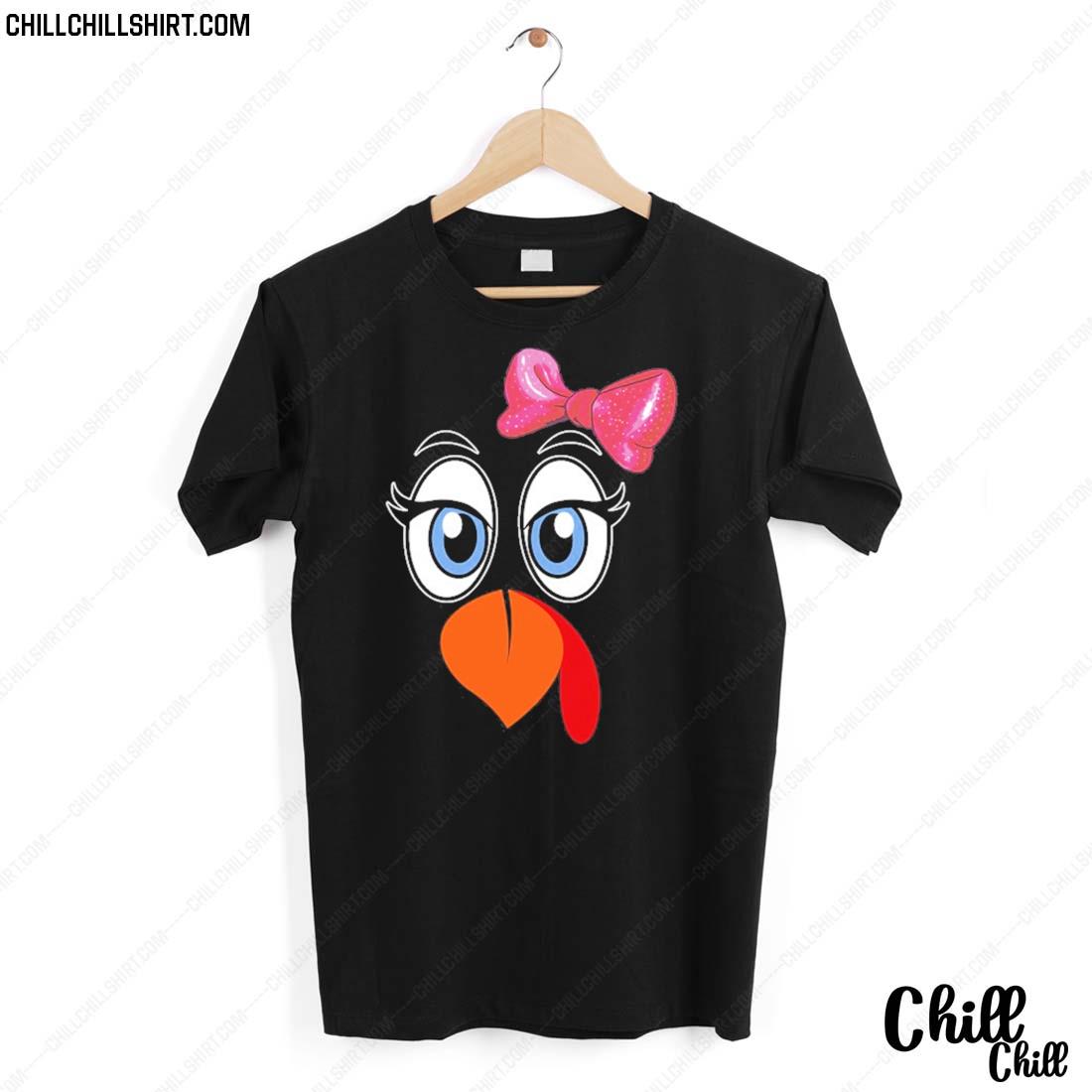 Nice cute Pink Bow Turkey Face Thanksgiving Costume T-shirt