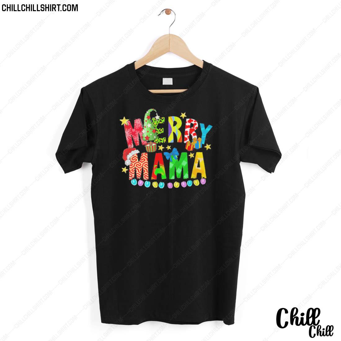 Nice very Merry Mama Christmas Retro Lights Mama Mom Xmas T-shirt