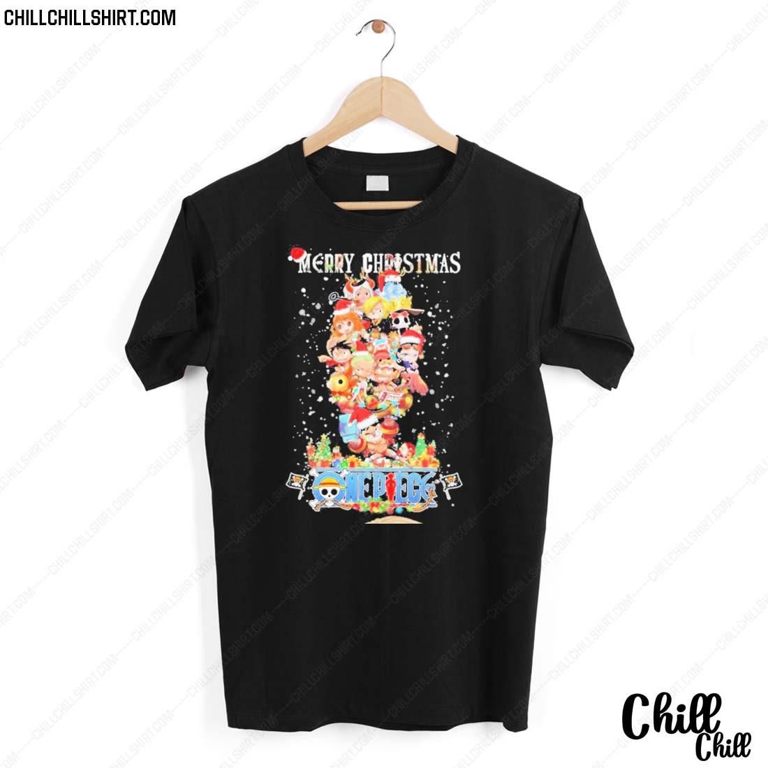 Official merry Christmas Santa One Piece Chibi Characters T-shirt