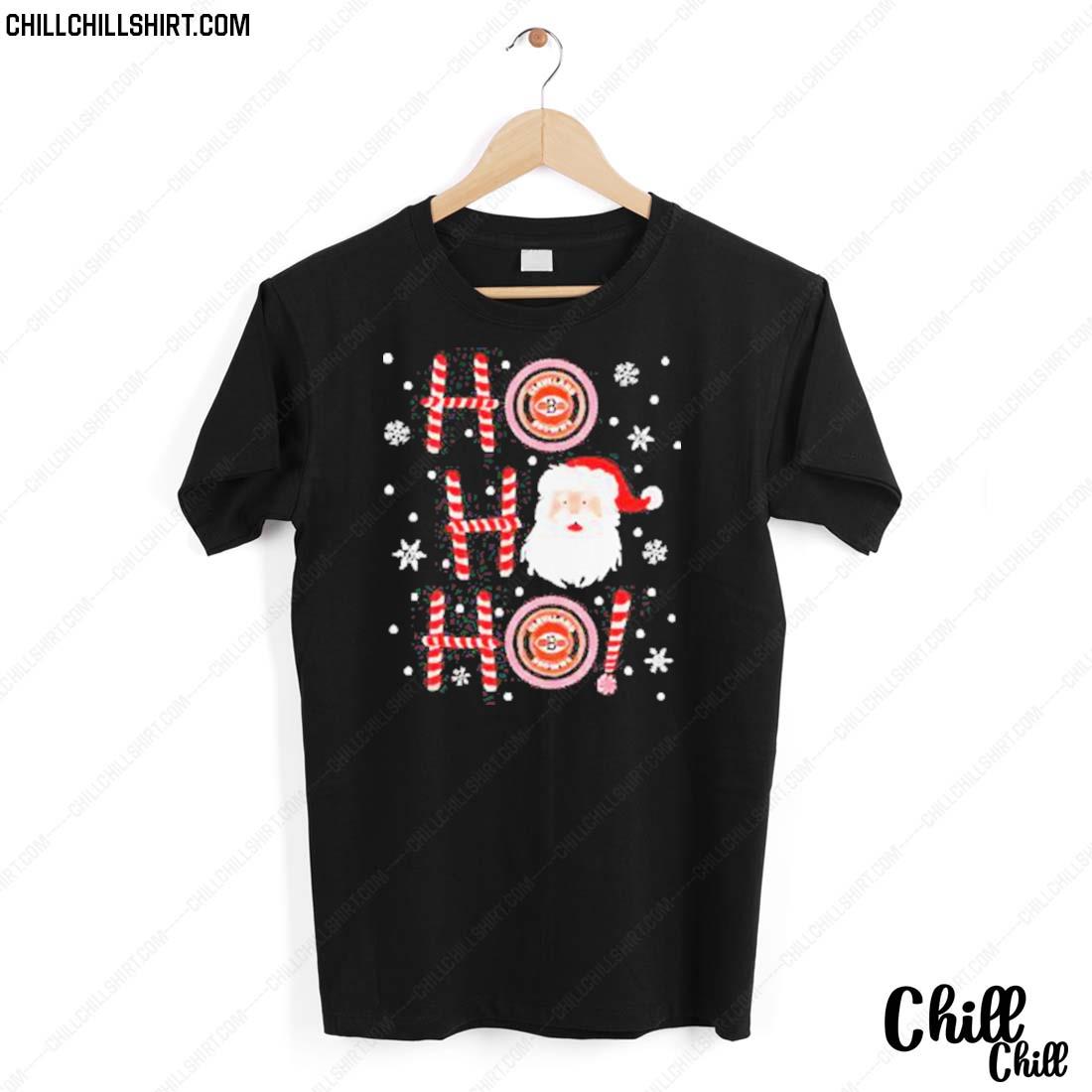 Nice cleveland Browns Santa Claus Ho Ho Ho Merry Christmas T-shirt