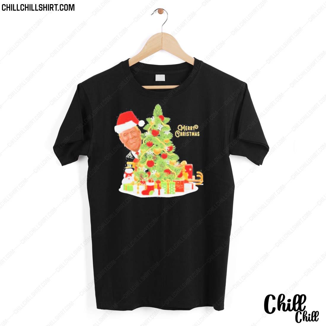 Nice donald Trump Santa Tree Merry Christmas T-shirt