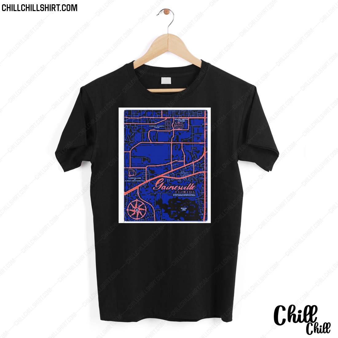 Nice gainesville Florida College Map T-shirt