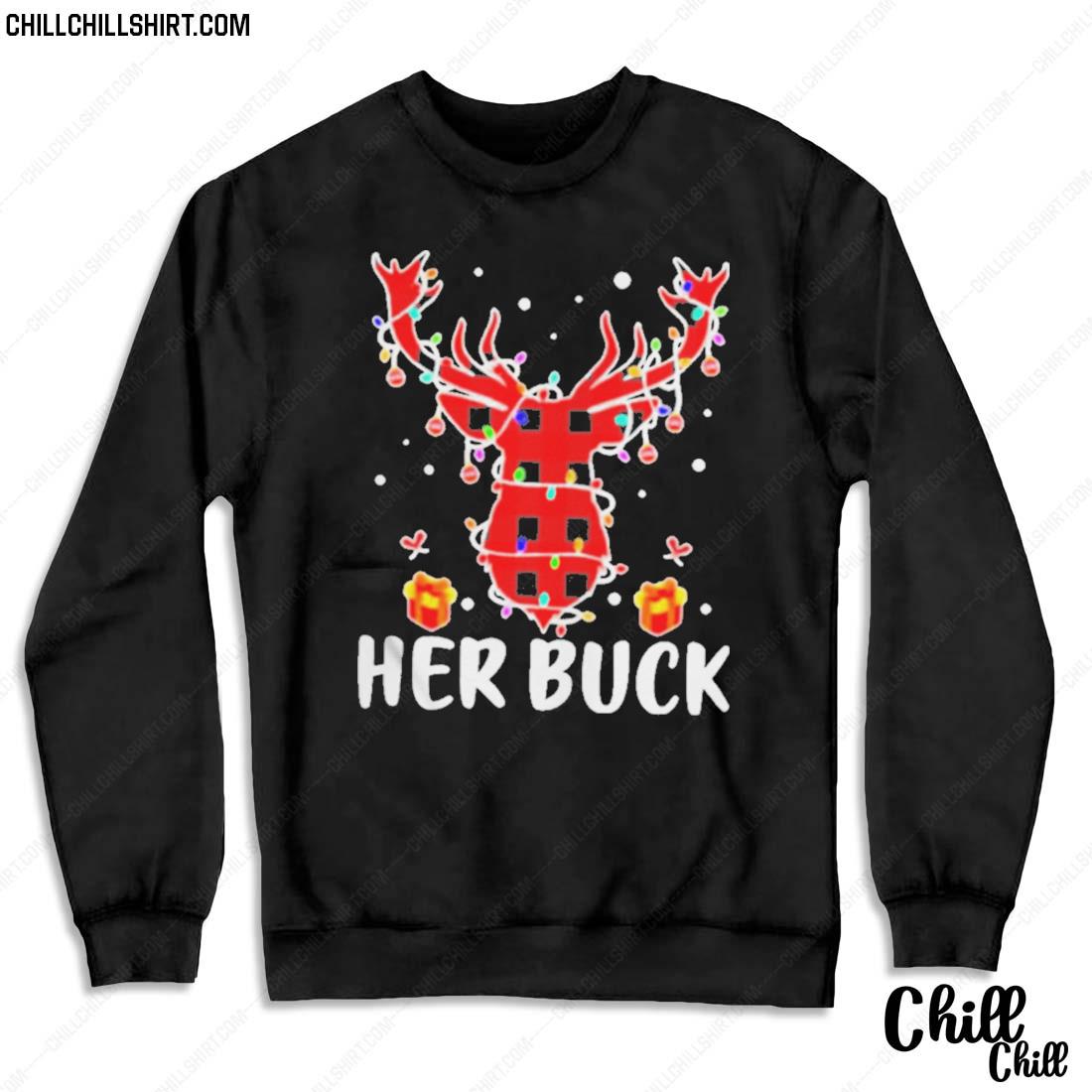 Nice her Buck His Doe Reindeer Xmas Pajamas Matching Couples Lights Christmas Sweater Sweater