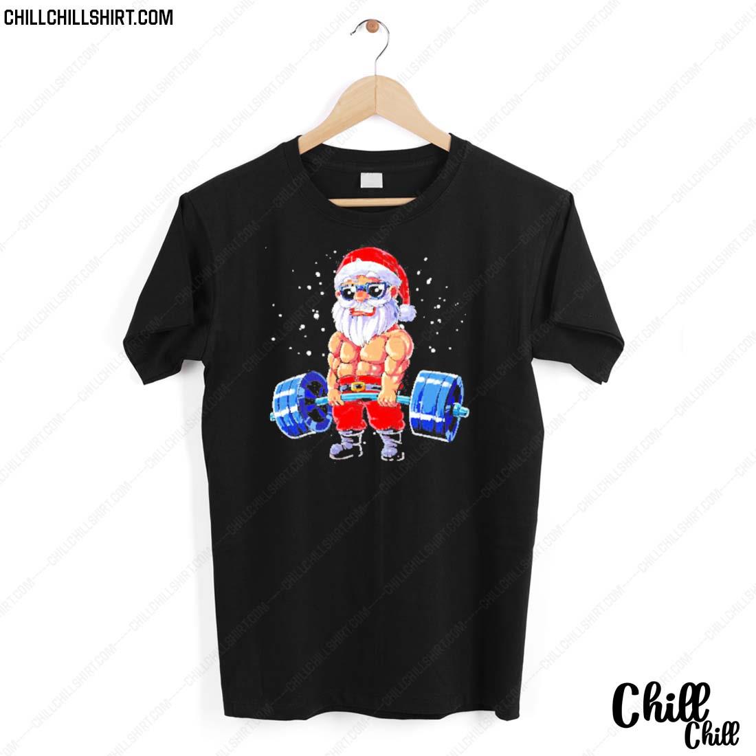 Nice santa Deadlift Gym Christmas T-shirt