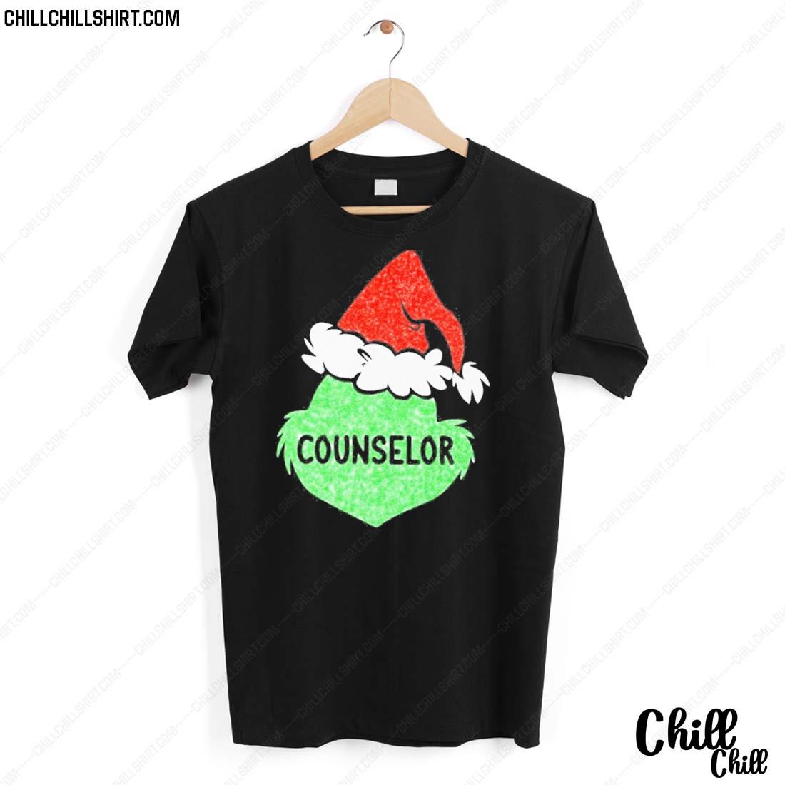 Nice santa Grinch Hat Counselor Christmas T-shirt