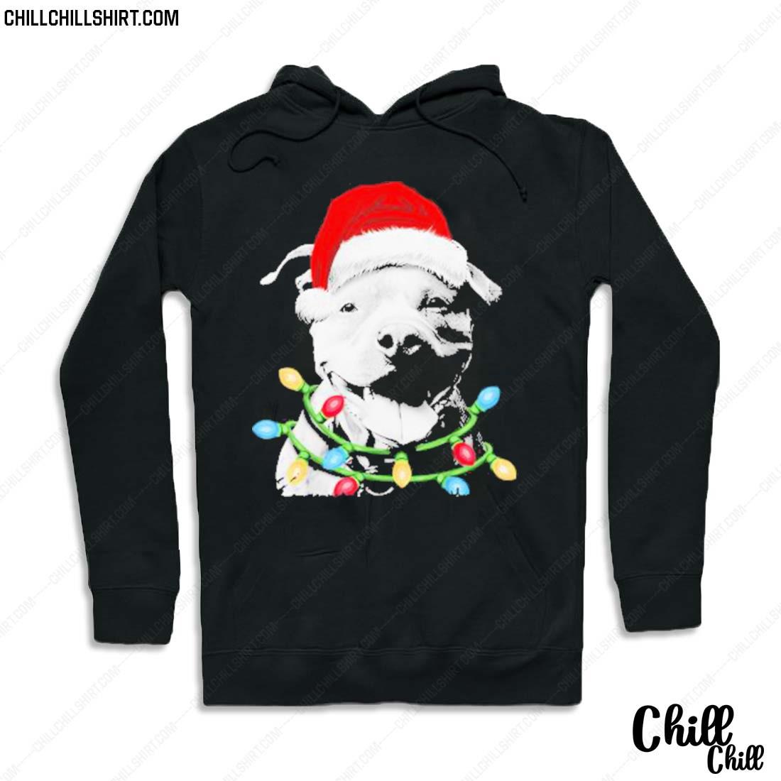 Nice santa Pitbull Merry Christmas Light 2022 Sweater Hoodie