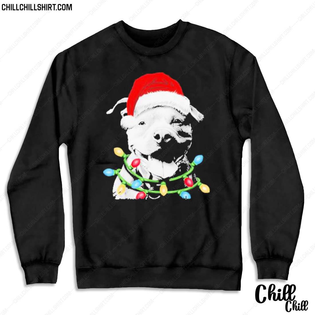 Nice santa Pitbull Merry Christmas Light 2022 Sweater Sweater