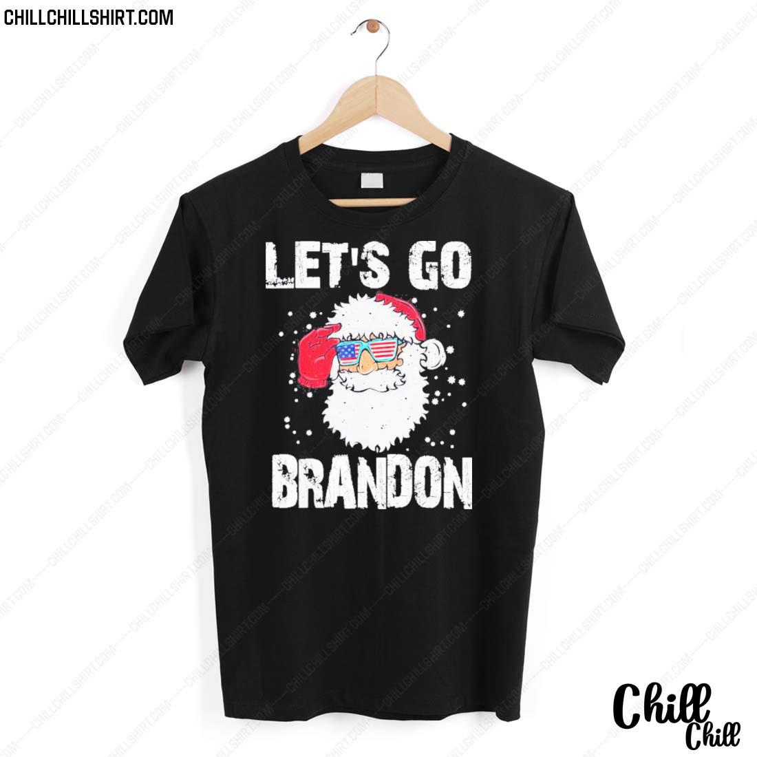 Nice santa Sunglass American Flag Lets Go Brandon Conservative Christmas Anti Liberal T-shirt