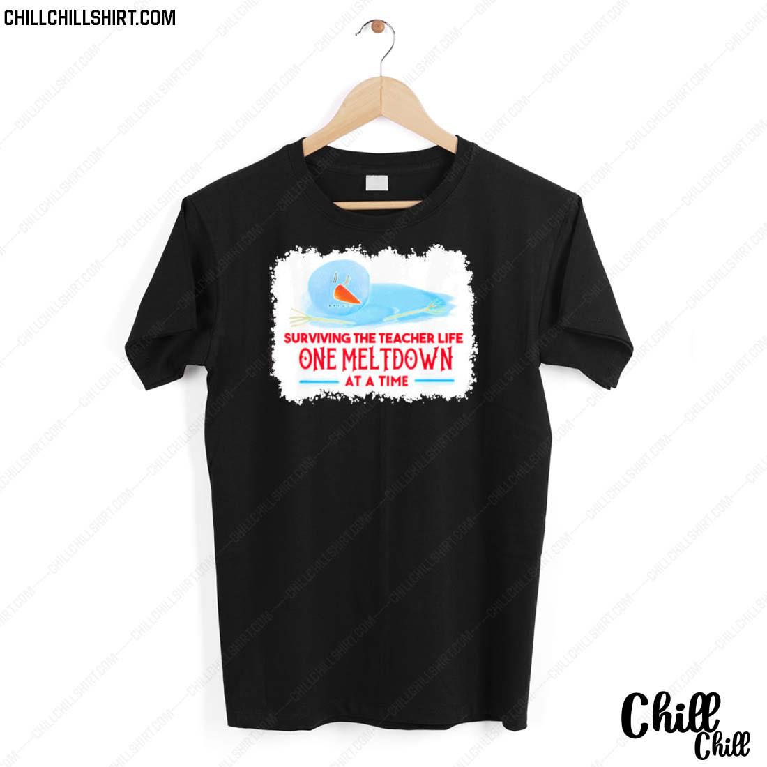 Nice surviving The Teacher Life One Meltdown At A Time Christmas Gift T-shirt