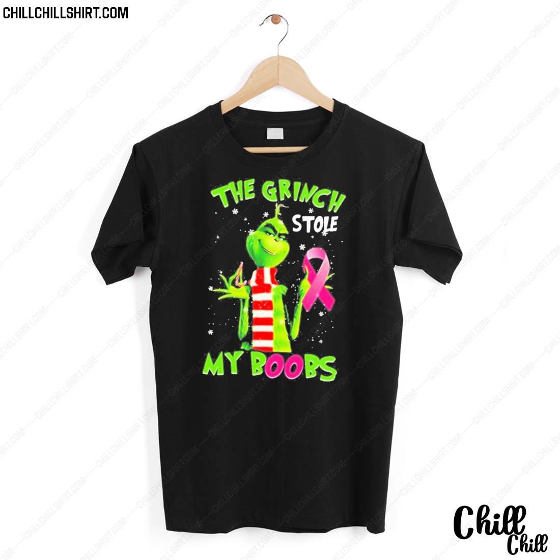 Nice the Grinch Stole Breast Cancer Awareness My Boobs Christmas T-shirt