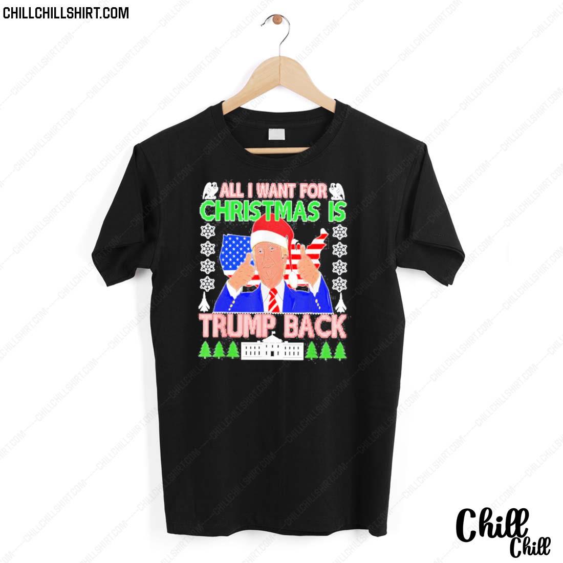 Nice trump Santa Hat All I Want For Christmas Is Trump Back Ugly American Flag T-shirt