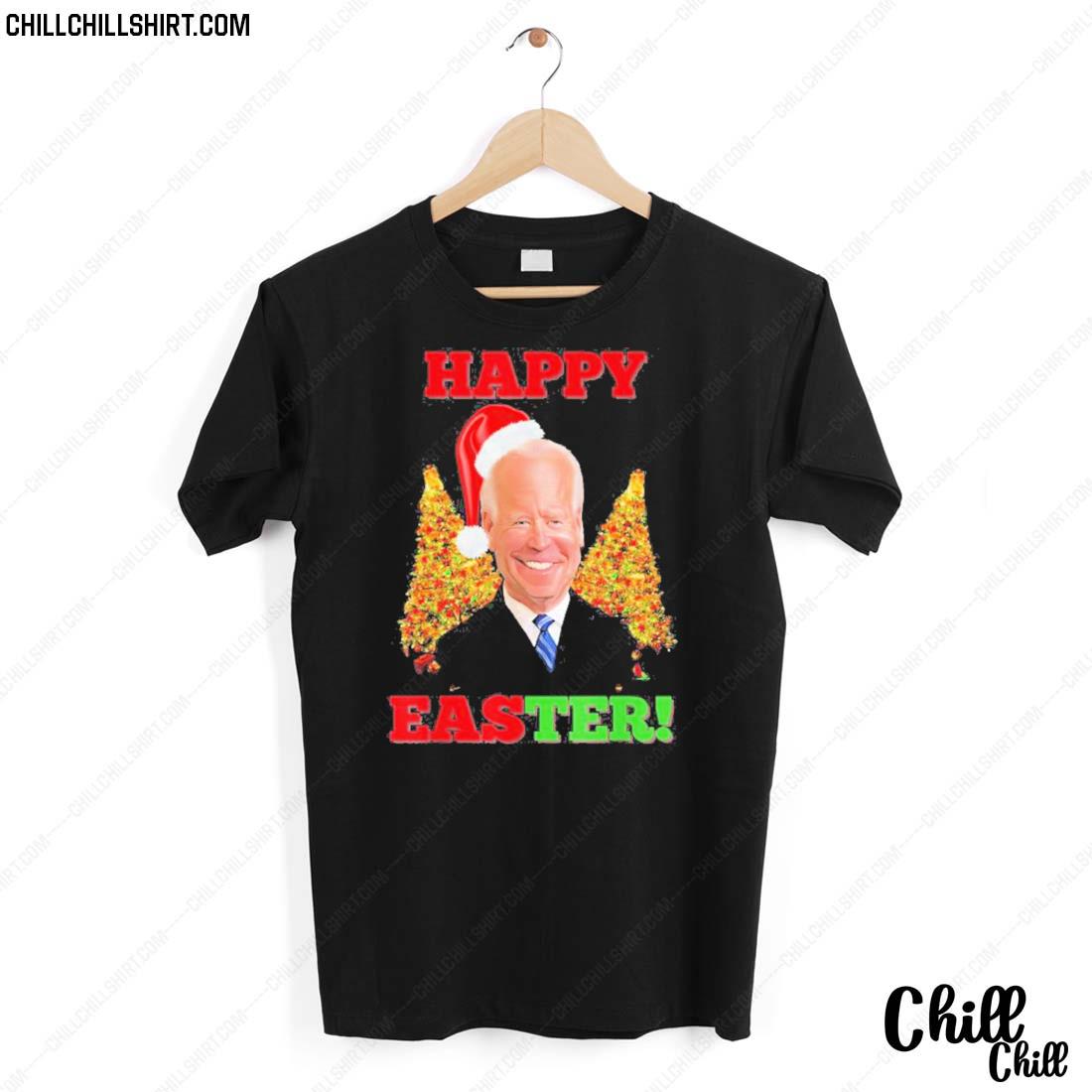 Nice ugly Christmas Joe Biden Happy Easter Winking Feliz Navidad T-shirt