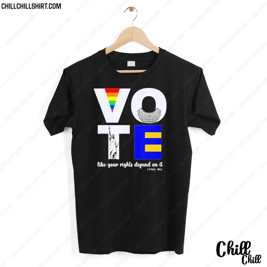 Nice vote Dissent Collar Statue Of Liberty Pride Flag Equality T-shirt