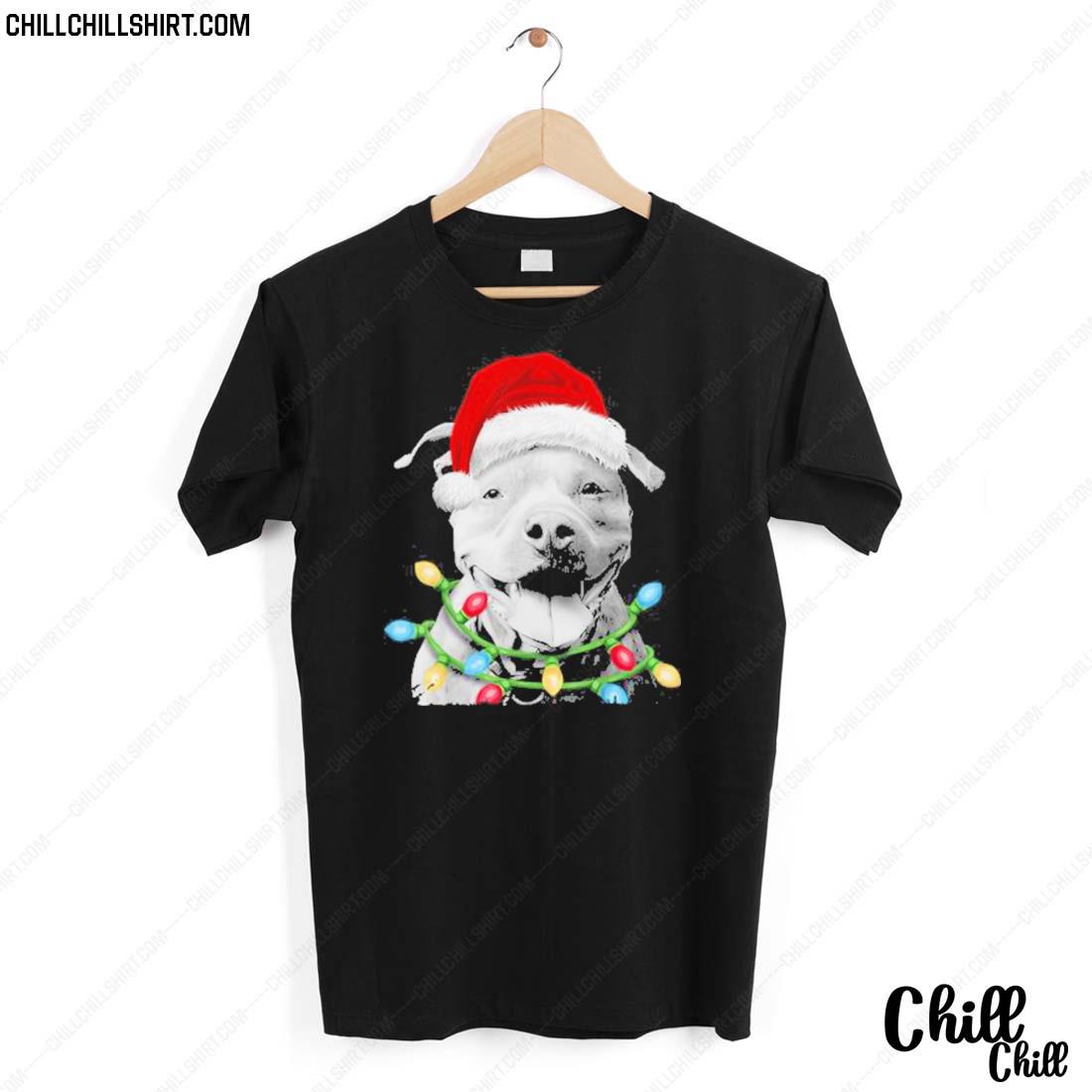 Official santa Hat Pitbull Christmas Lights 2022 T-shirt