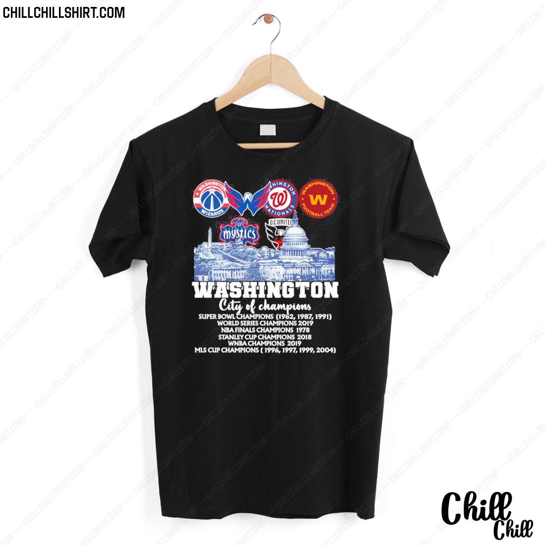 Official wizards Capitals Nationals Commanders Mystics Dc United Washington City Of Champions 2022 T-shirt