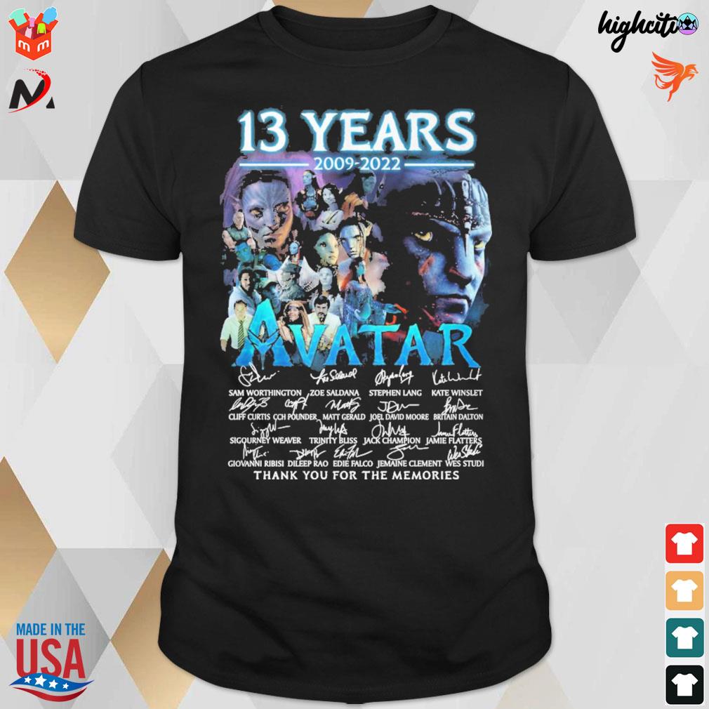 13 years 2009 2022 Avatar Sam worthington and all actor signatures other thank you for the memories t-shirt