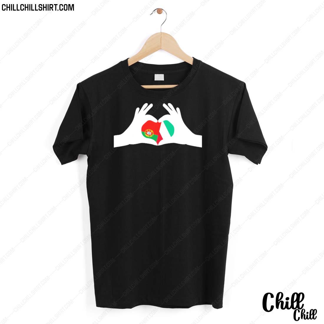 Nice half Portuguese Half Italian Roots Portugal and Italy Flag T-shirt