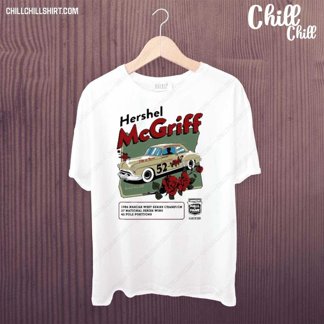Official hershel Mcgriff Checkered Flag Nascar Hall Of Fame Class Of 2023 Inductee T-shirt