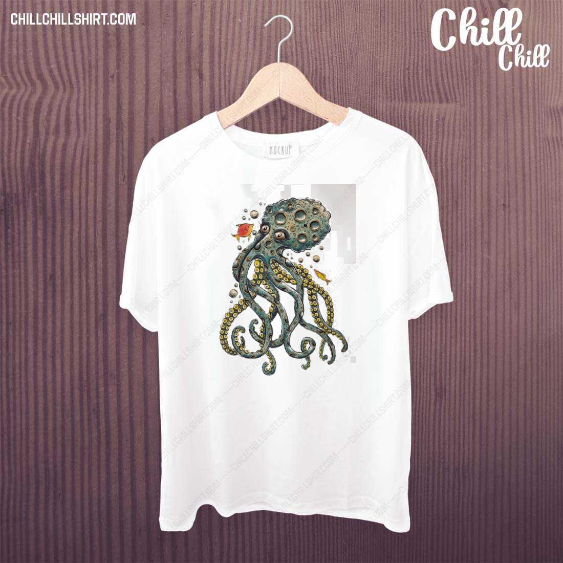 Nice blue Octopus And A Little Fish T-shirt