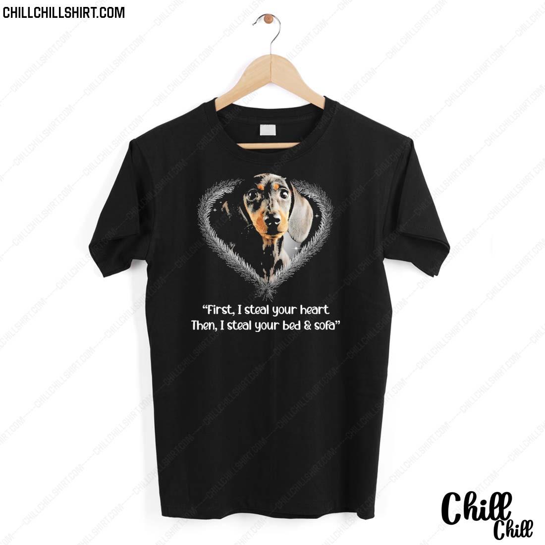 Nice dogs First I Steal Your Heart Then Steal Your Bed And Sofa Skirt T-shirt
