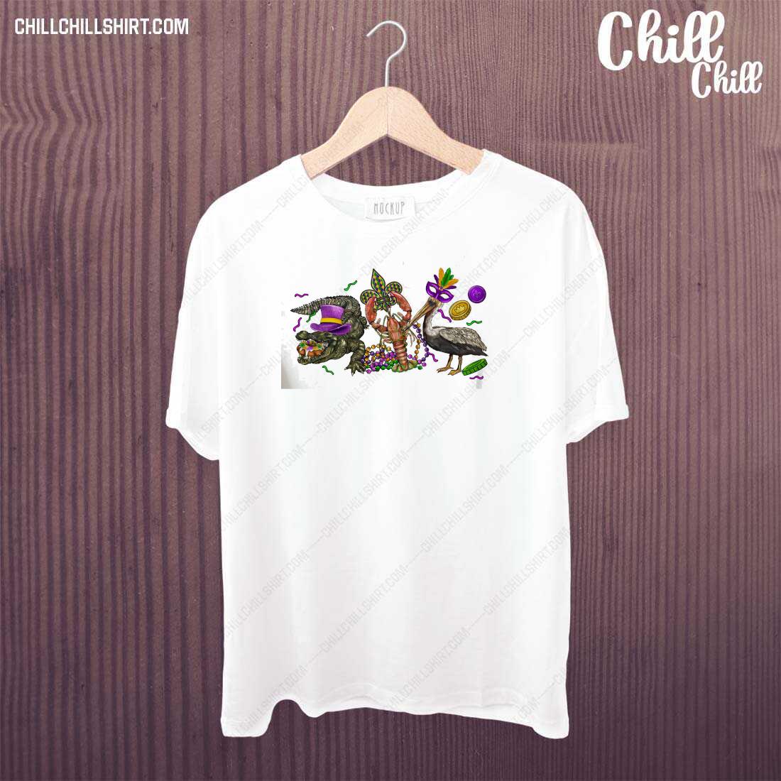 Nice mardi Gras Alligator Pelican Crawfish T-shirt