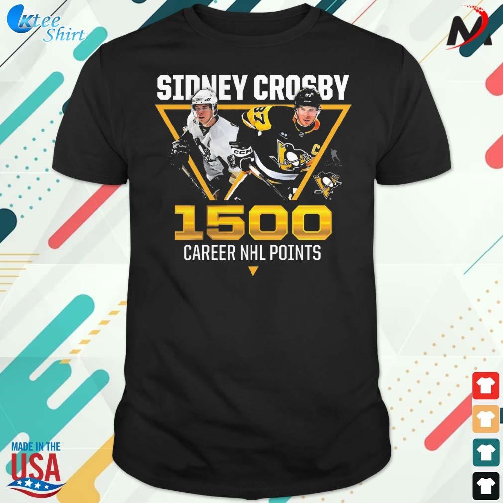 Awesome sidney Crosby Pittsburgh penguins fanatics branded 1500 career points t-shirt