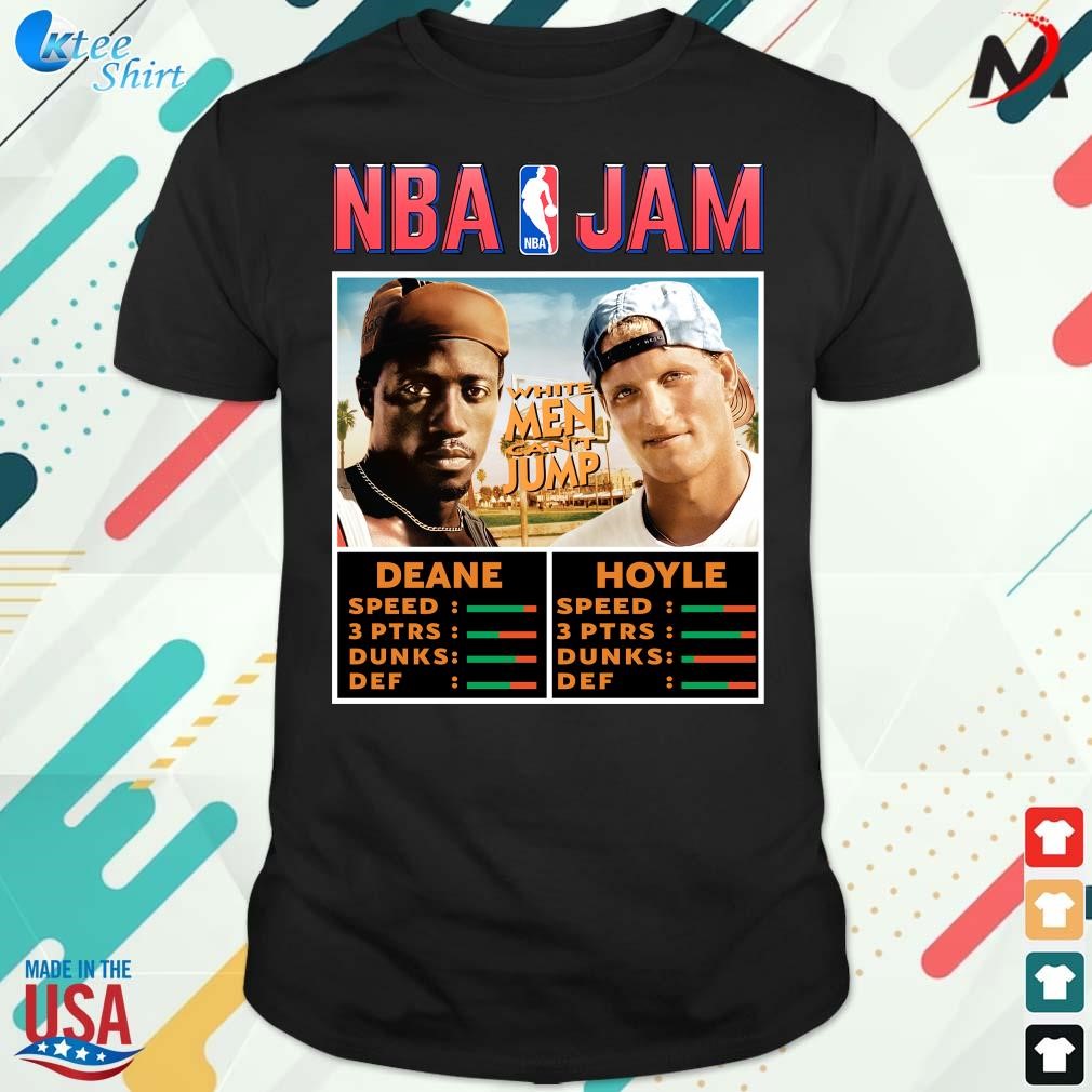 Funny official NBA Jam Deane Hoyle White men can’t jump T-shirt