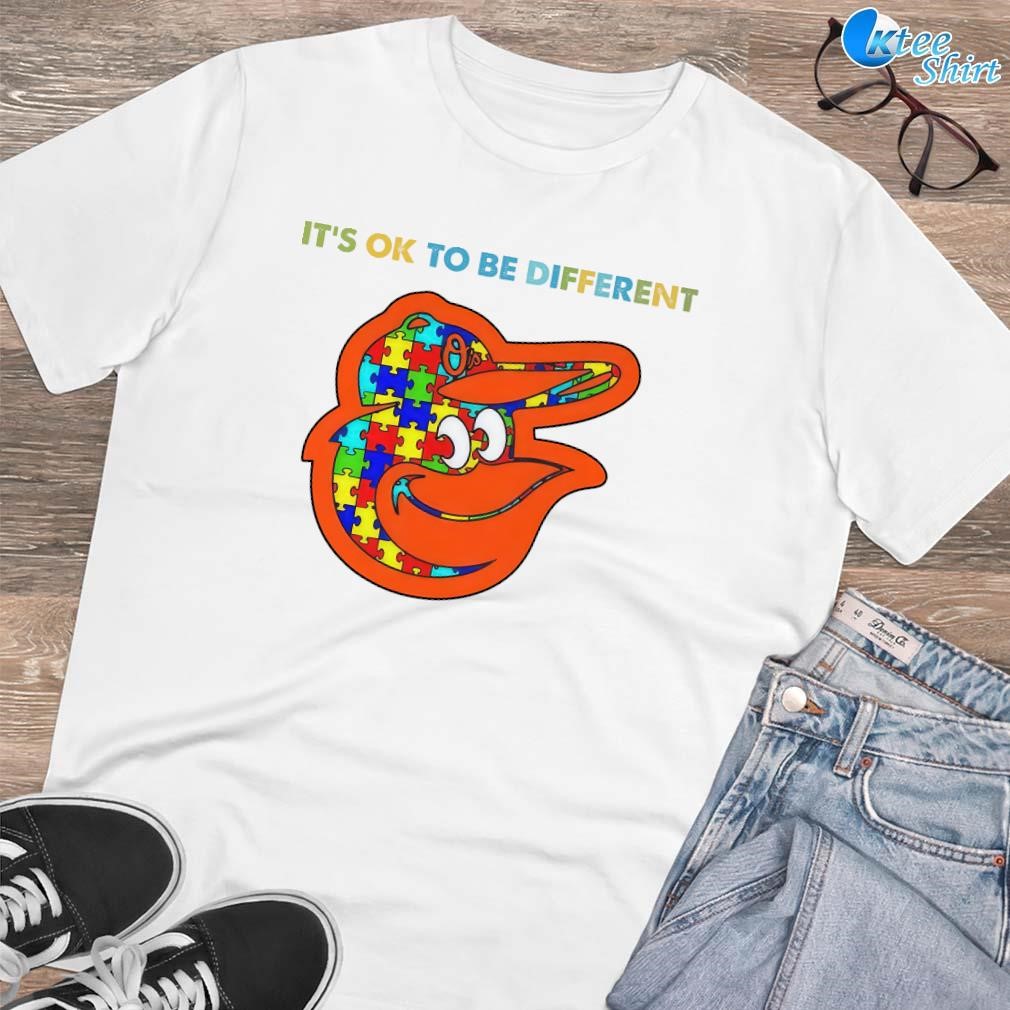 Premium It’s Ok To Be Different Autism Baltimore Orioles 2023 White art design T-shirt